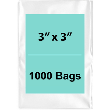 Clear Poly Bags 3"X3" 1.5 Mil 1000 Bags